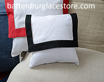 Envelope Pillow. Baby size 8 inches. White with Black color trim - Click Image to Close